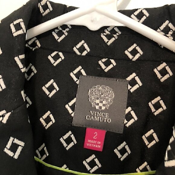 NEW NWT VINCE CAMUTO Desert Horizons Blazer Black White Geo Printed 3/4 Sleeve 2 - Picture 5 of 11
